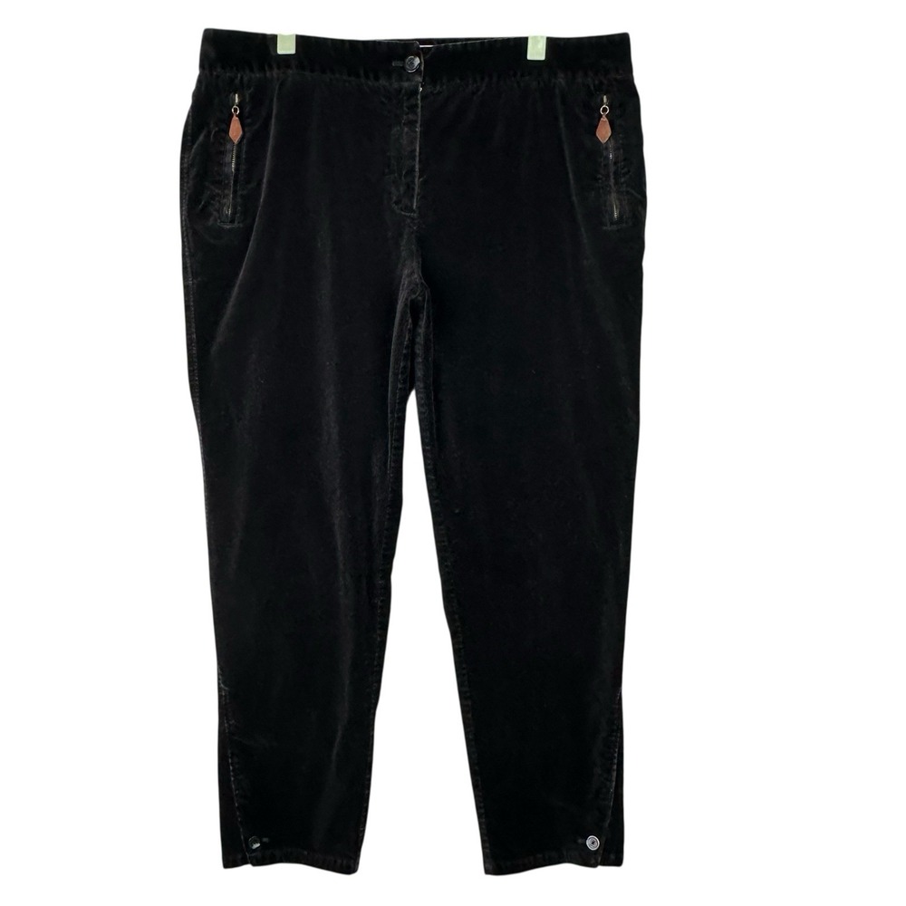 Liz Claiborne Black Velvet Stretch Pants Women's Zipper Pocket Ankle Button